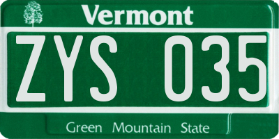VT license plate ZYS035