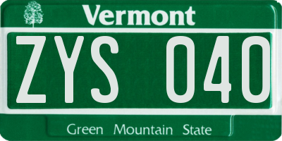 VT license plate ZYS040