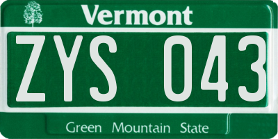 VT license plate ZYS043