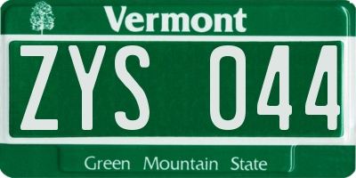 VT license plate ZYS044