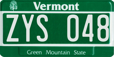 VT license plate ZYS048