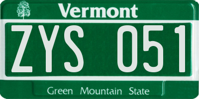 VT license plate ZYS051