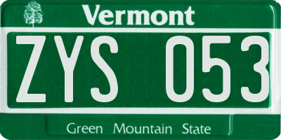 VT license plate ZYS053