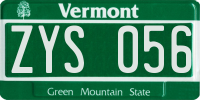 VT license plate ZYS056