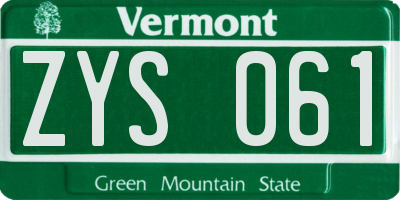 VT license plate ZYS061