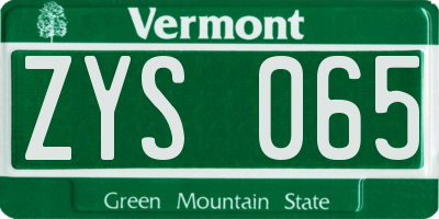 VT license plate ZYS065