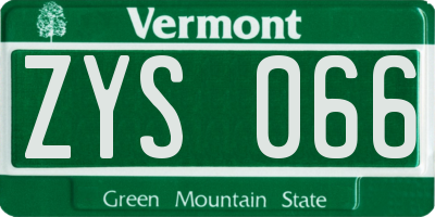 VT license plate ZYS066