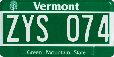 VT license plate ZYS074