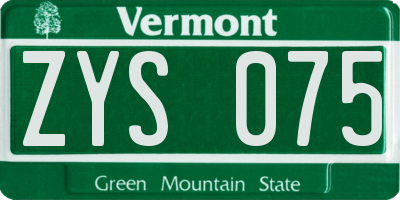 VT license plate ZYS075