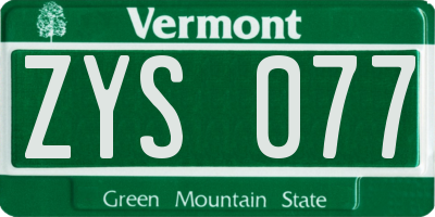 VT license plate ZYS077