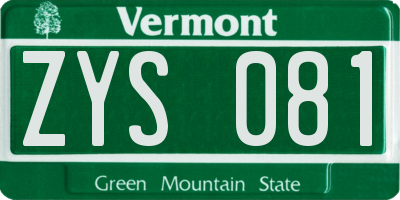 VT license plate ZYS081