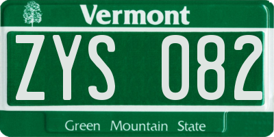 VT license plate ZYS082