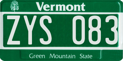 VT license plate ZYS083