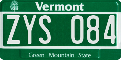 VT license plate ZYS084