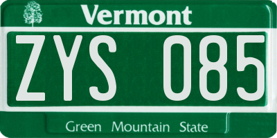 VT license plate ZYS085