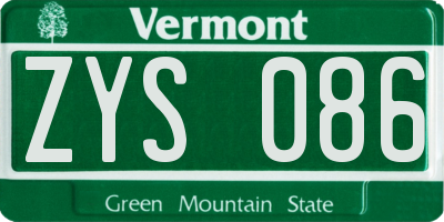 VT license plate ZYS086