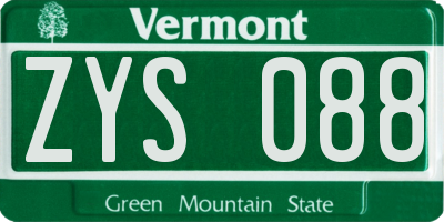 VT license plate ZYS088