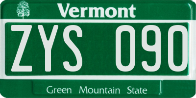 VT license plate ZYS090