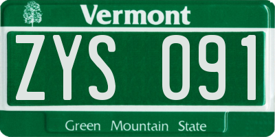 VT license plate ZYS091