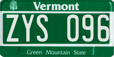 VT license plate ZYS096