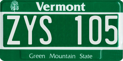 VT license plate ZYS105