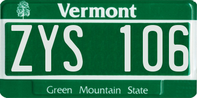 VT license plate ZYS106
