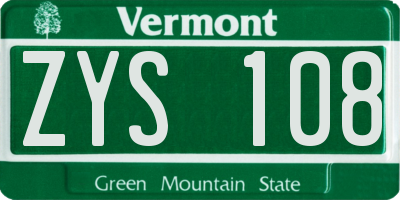 VT license plate ZYS108