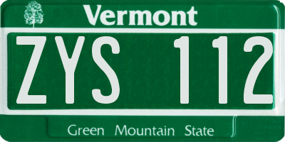 VT license plate ZYS112