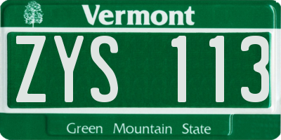 VT license plate ZYS113