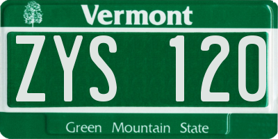 VT license plate ZYS120