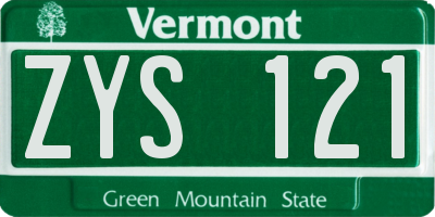 VT license plate ZYS121