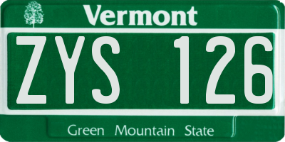 VT license plate ZYS126
