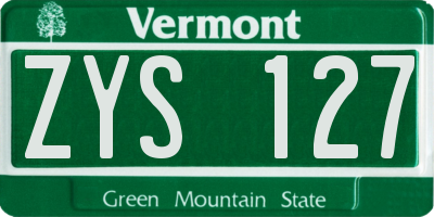 VT license plate ZYS127
