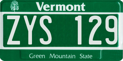 VT license plate ZYS129