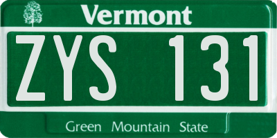 VT license plate ZYS131