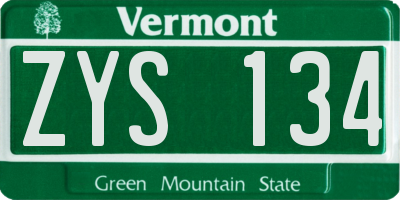 VT license plate ZYS134