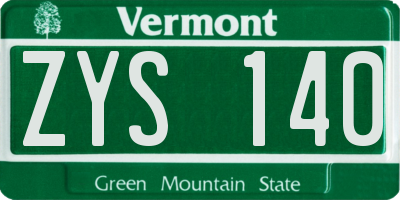 VT license plate ZYS140