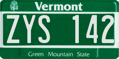 VT license plate ZYS142