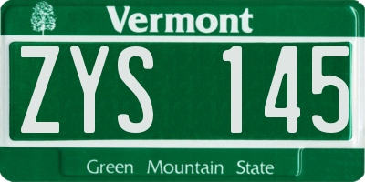 VT license plate ZYS145