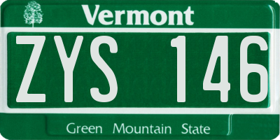 VT license plate ZYS146
