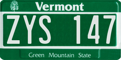 VT license plate ZYS147