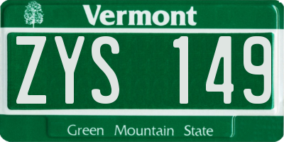 VT license plate ZYS149