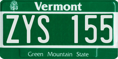 VT license plate ZYS155