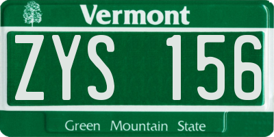 VT license plate ZYS156