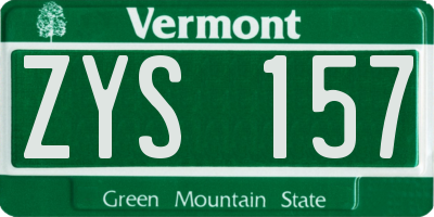 VT license plate ZYS157