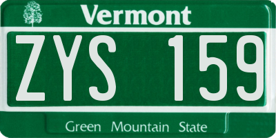 VT license plate ZYS159