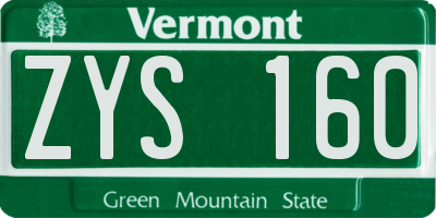 VT license plate ZYS160
