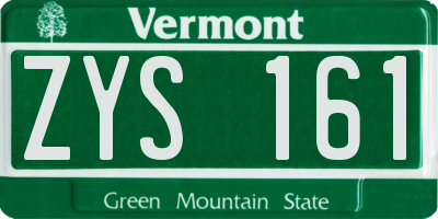 VT license plate ZYS161