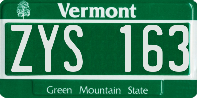 VT license plate ZYS163