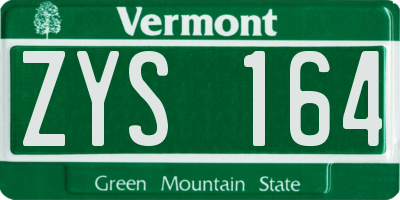 VT license plate ZYS164